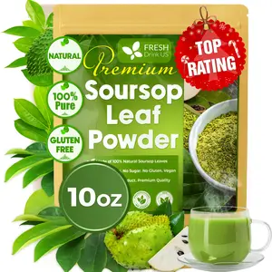 【FreshDrinkUS】 Premium 10oz Soursop Leaf Powder, 100% Natural and Pure from Soursop Graviola Leaves, Soursop Leaf Tea, Hoja Guanabana, No Additives, No Gluten, No Sugar, Vegan