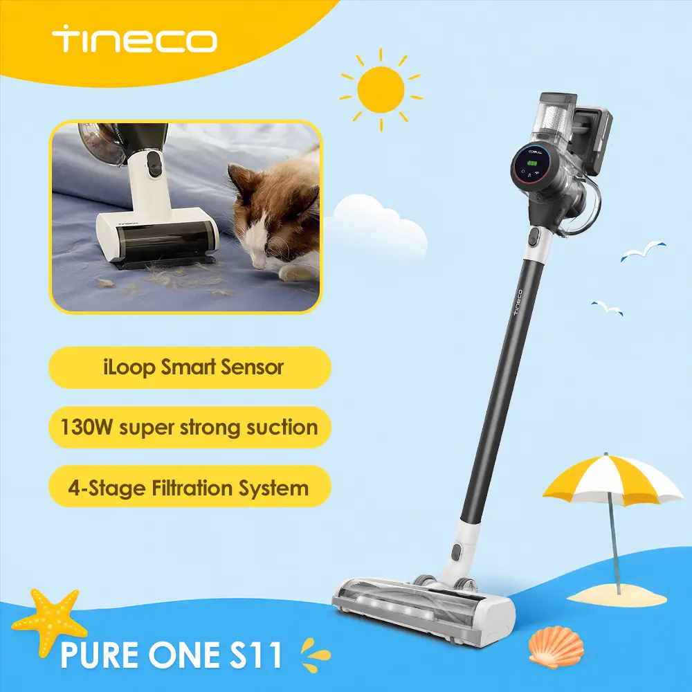 TINECO S11 Smart Cordless Vacuum Cleaner - 130W High Power, Lightweight Bagless Home Cleaning Tool, Quiet, Innovative Design, Convertible Handheld, Multiple Attachments, Smart App Integration, Docking Station, Deep Cleaning
