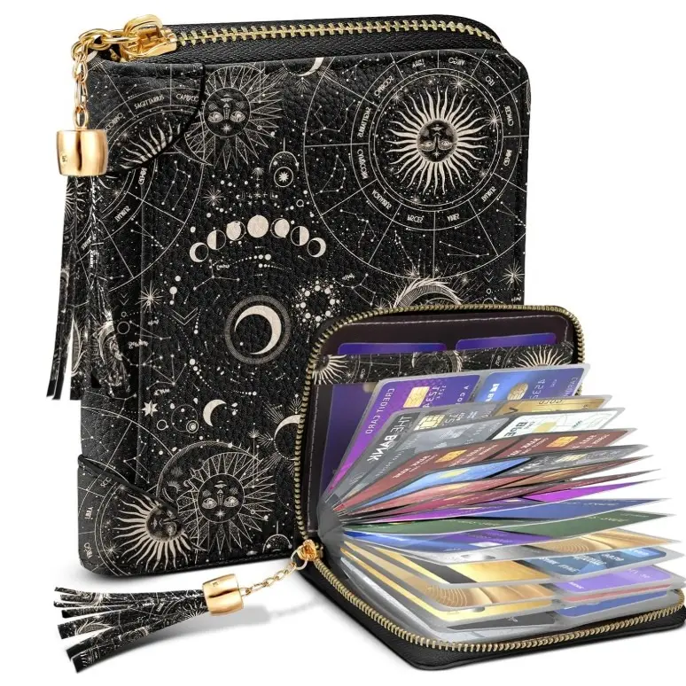 Aesthetic Wallet Credit Card Holder 40 Slots Organizer Leather Cardholder Protector For Women