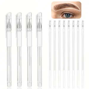 4 Pcs Eyebrow Microblading Marker Pen Brow Mapping Pens with 8 Replacement Refills Makeup Tattoo Skin Marker Pen Brow Lamination Supplies for Eyebrow Lip Skin White