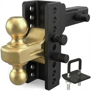 TYT Adjustable Truck Trailer Hitch for 2.5 inch Receiver, 6" Drop/Rise Tow Hitch with Dual Balls (2" & 2-5/16"), 14,000 lbs GTW, 1,400 lbs TW, Includes Two Pin Locks & Hitch Tightener