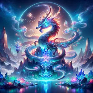 5D DIY Handmade Diamond Painting Kit, Dragon Crystal Mountain Full Round Drill Art Set, Mosaic Home Decor Gift, Creative Craft Hobby