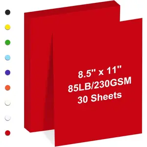 8.5" x 11" 85lb/230gsm Red Cardstock Paper for Printer Drawing Gift Tags Invitations Cards (30 Sheets)