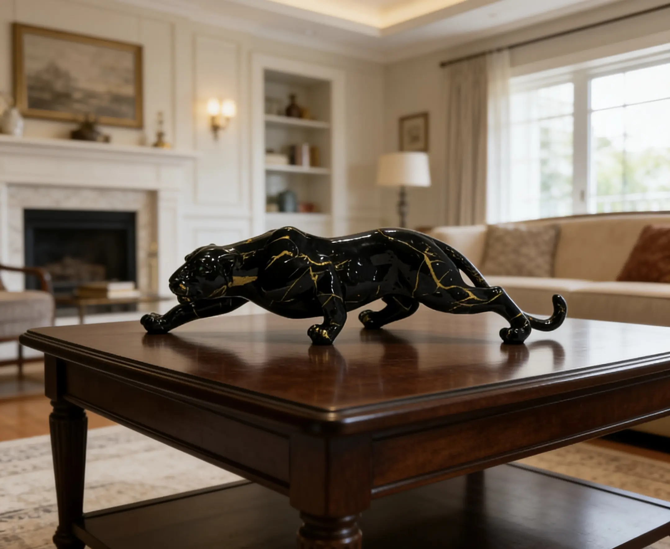 1pc Resin Black Leopard Alphabet Figurine - Handcrafted Resin Animal Sculptures, Living Room Decor, Versatile Home Decor Statue for 1 Target Group, 2 Usage Scenarios, Father's Day Gifting, Indoor Home Decoration, One Piece