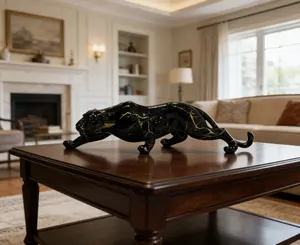 [Versatile Alphabet Animal Statue] 1pc Resin Black Leopard Sculpture - Versatile Alphabet Animal Theme Statue for Indoor & Outdoor Decor, Ideal for Christmas, Thanksgiving, Valentine's, Father'S & Mother'S Day - Elegant Handcrafted Ornament