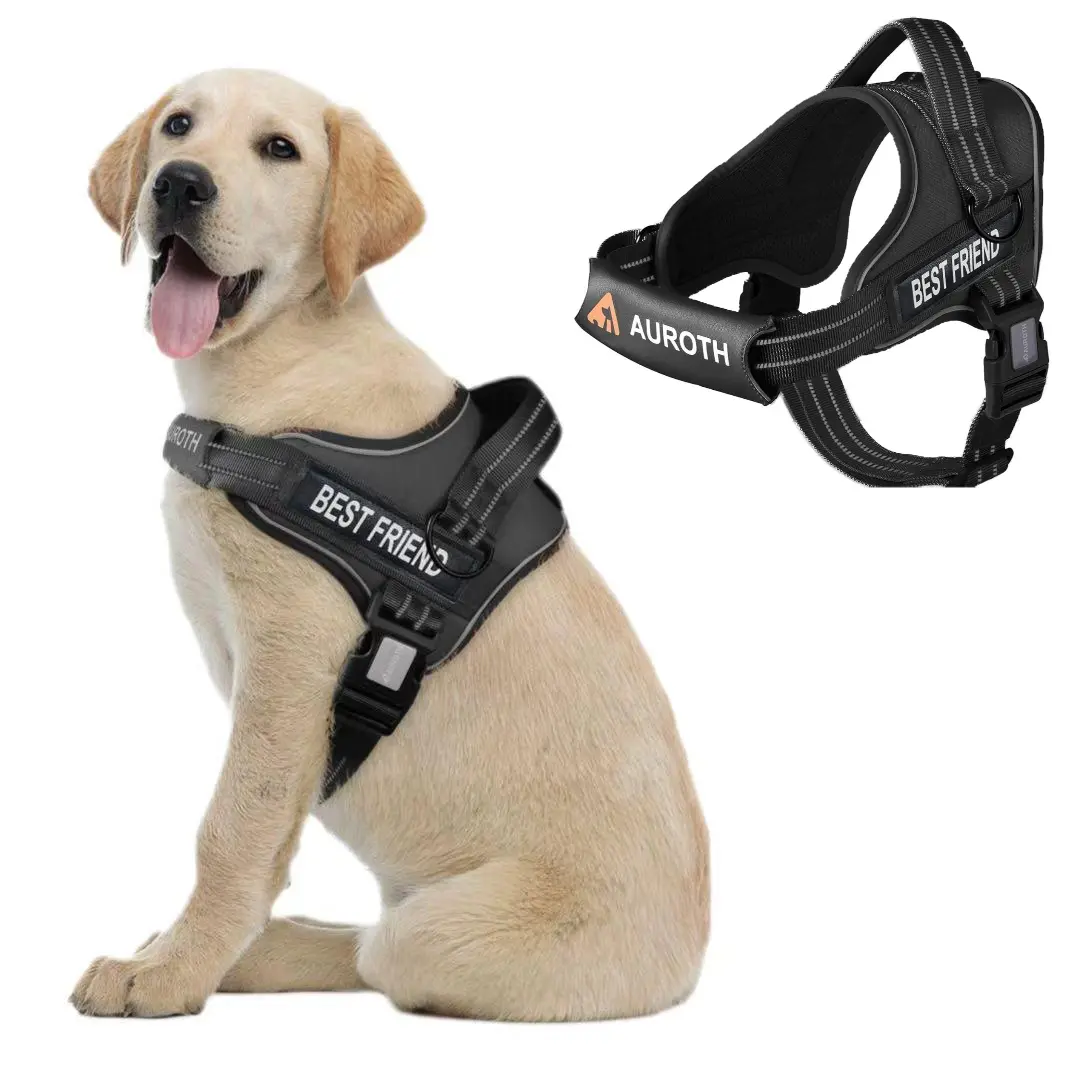 【#Summersale】AUROTH No Pull Dog Harness Straps, Safety Harnesses for Dogs – Soft Padded Service Vest, Reflective, Adjustable, Easy On & Off – Ideal for Walking & Training, Fits Small, Medium & Large Dogs