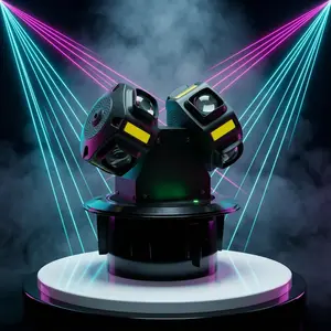 120W LED Moving Head Stage Light, 8x10W RGBW Wash & 8x10W Golden Strobe with Red Green Laser, Sound Activated Auto DMX Control for Wedding, Party, Bar, Club, Live Show, Professional DJ Lighting