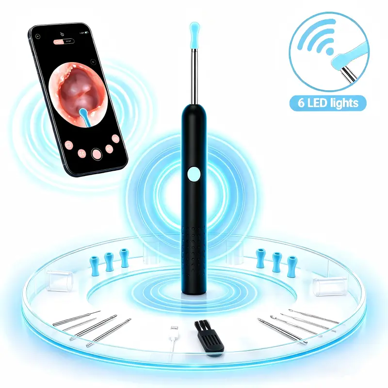Earwax Remover Kit with 1080P HD Camera, WiFi Connection & Real-Time Phone View, Silicone Tips Personal Care Gadgets, Ear Cleaning Tool for iPhone & Android, Ear Care Earwax Removal Products (Father’s Day Gift)