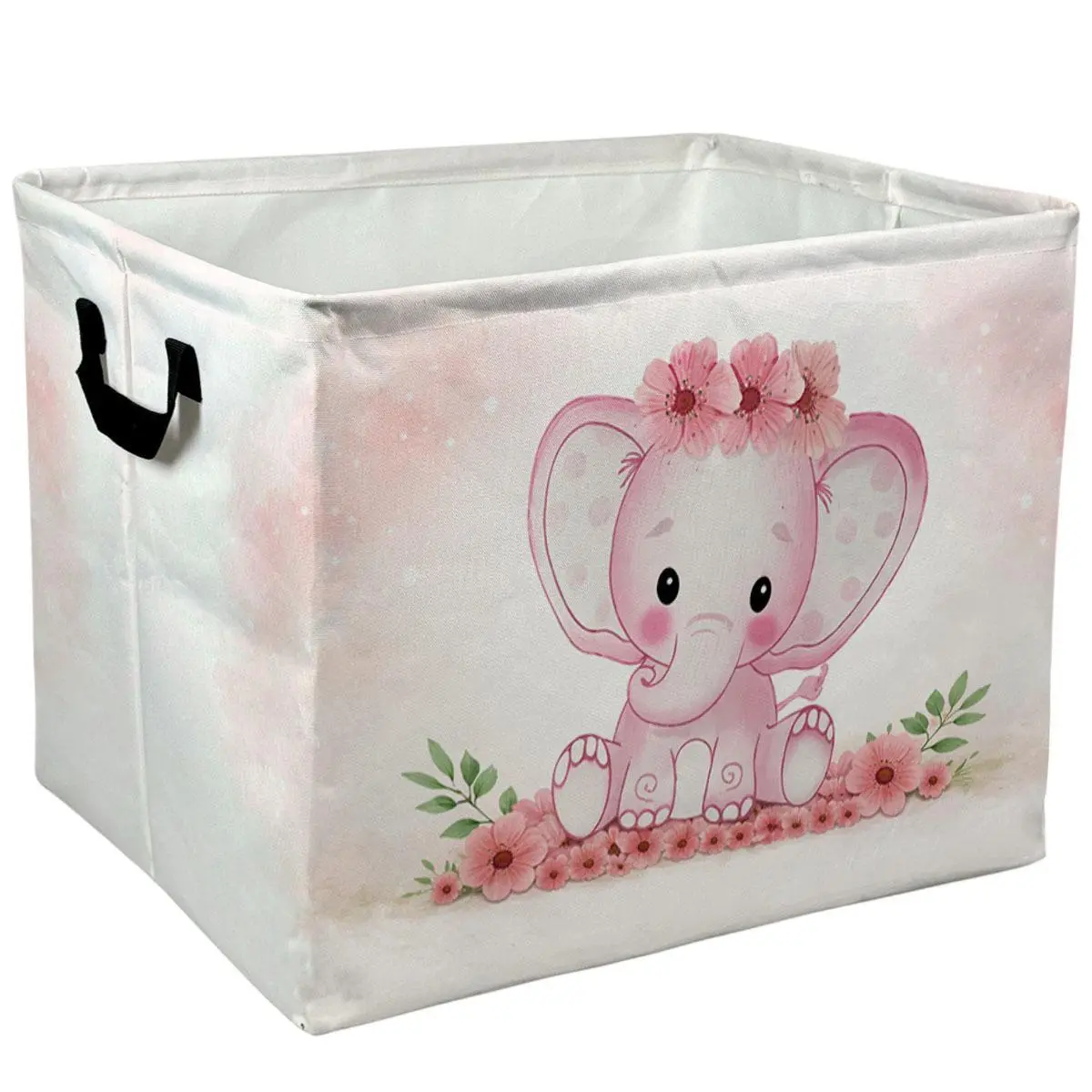 Cute Pink Elephant Floral Pattern Storage Baskets Storage Boxes Home Decor Storage Clothes Organization And Storage Home Decor Storage Holiday Gifts，Organizer For Toys，Books，Laundry Baskets