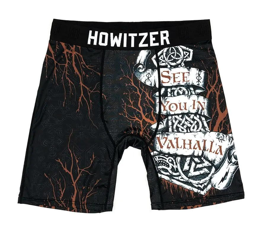 Howitzer Clothing Men's Stretch Basics Mid-Waist Boxer Briefs - Soft Polyester-Spandex, Micro Mesh Front, Graphic Daily-Wear Mens Underwear Trunks