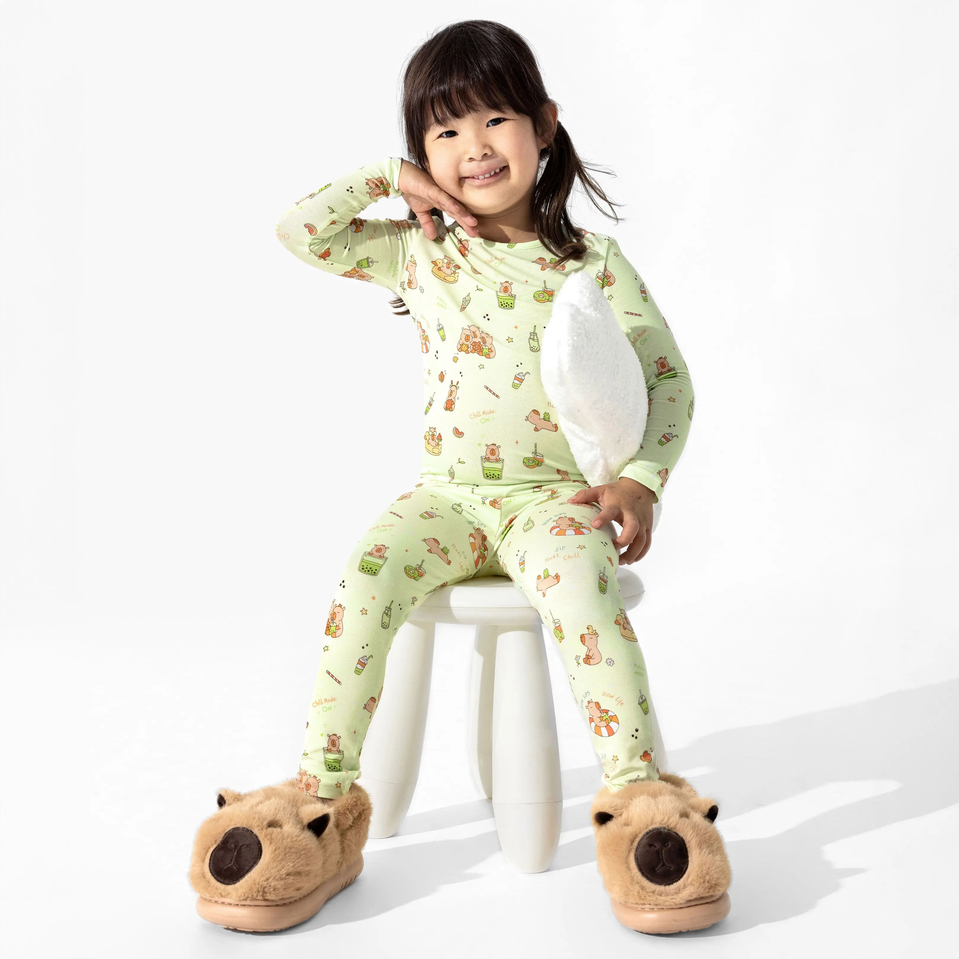 Capybara Boba Bamboo Kids Pajamas