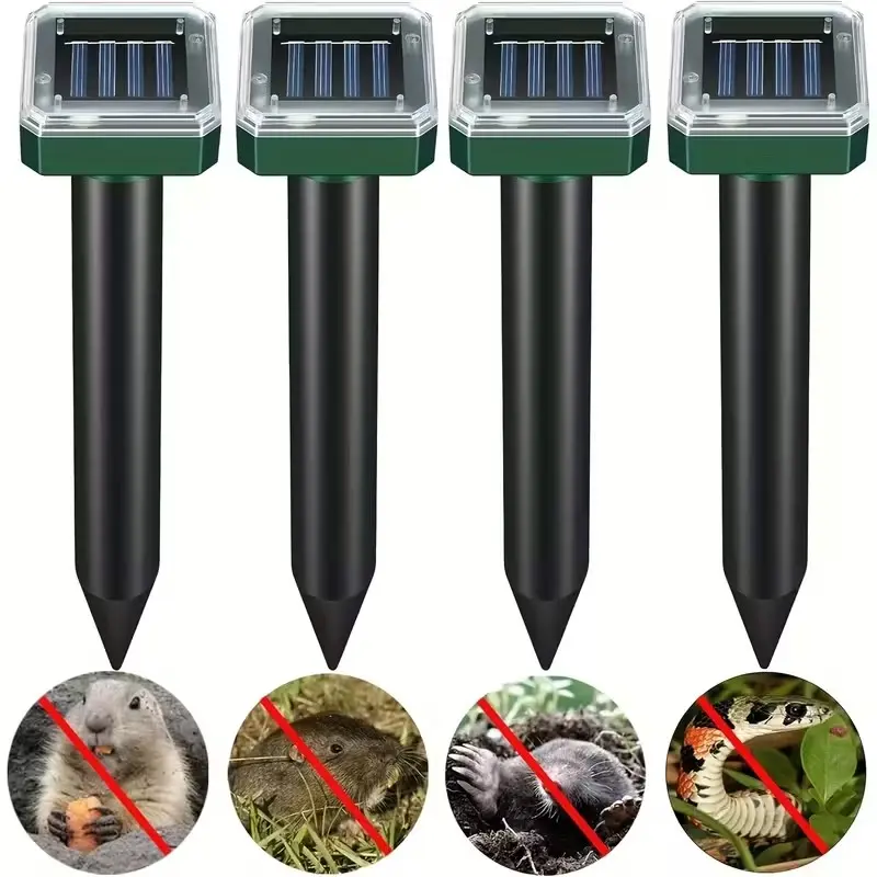 Solar-Powered Repellent, Soundwave Technology, 8-Pack, Repels Moles, Gophers, Voles, Insects, Keeps Burrowing Animals Away, Yard Protection, Home Pest Control, Insect Proof