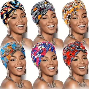 6pcs Flower Turban Headscarves - Breathable Elastic Stretch Fit, Floral Knot Design, Soft Breathable Polyester for Wedding, Party, Everyday - Multi-Occasion Coverings (Casual & Formal)