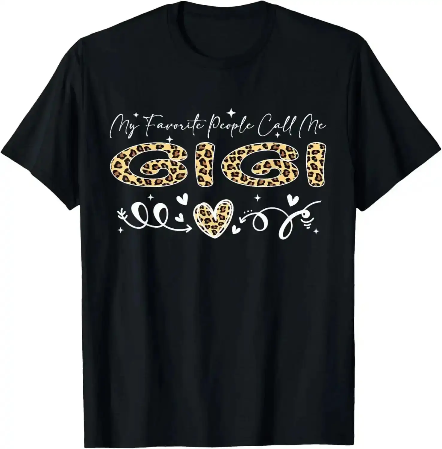 My Favorite People Call Me Gigi Leopard Cute Grandma Graphic Women’s Relaxed Fit 100% Cotton Crew Neck Tee, Soft Lightweight Breathable Summer Casual Top, Daily Outfit for Grandmas, Vacations and Independence Day Gatherings