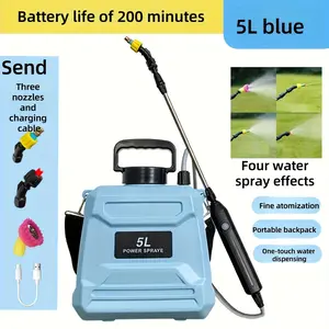 USB Rechargeable Electric Sprayer - 1.32-Gal/2-Gal Blue Plastic Portable Watering Equipment with Adjustable Nozzle, Garden-Friendly, Ideal Family Gift deep reservoir