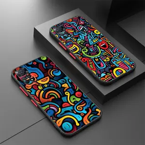 Phone Case for Xiaomi Redmi Note 11 12 13 Pro Plus 11Pro 12Pro 5G 7 8 10 Pro Shockproof Matte Cover Colorful Lines Graffiti