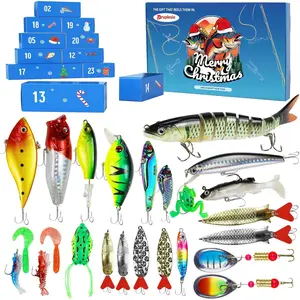 Fishing Lure Advent Calendar 2025 with 24 Individually Wrapped Baits, Christmas Countdown Gift for Men Dad Teen Anglers