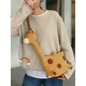 Handmade crochet giraffe yarn woven backpack DIY material, non finished product, provides video tutorial,Suitable for children and adults