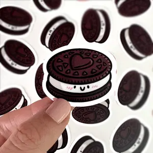 Chocolate Sandwich Cookie Mini Sticker Waterproof Sticker Kawaii Vinyl Sticker Happy Food Cute Desserts Sticker Mini Cookie Sticker