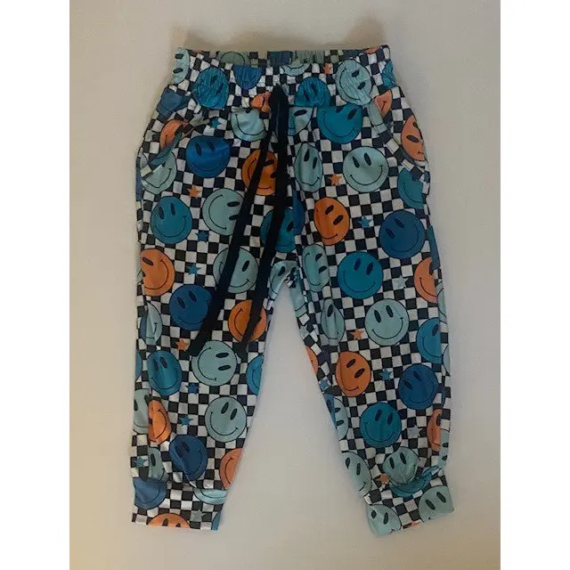Checker Smiley Face Joggers