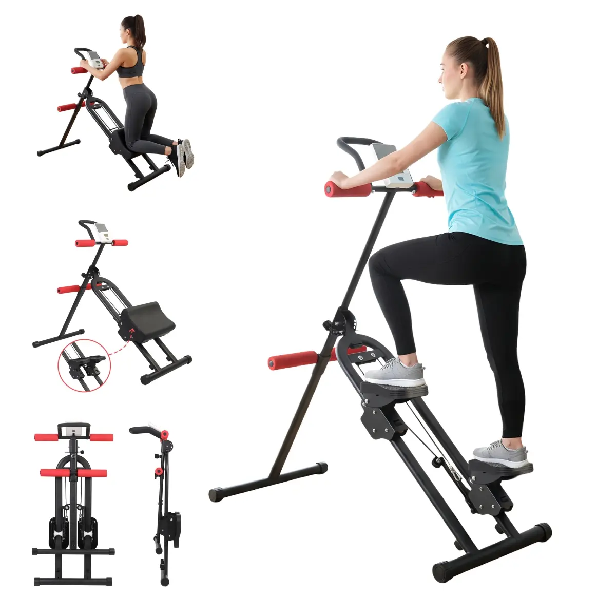 Adjustable Ab Trainer Machine Stair Stepper with LED Monitor, Foldable Abdominal Exercise Machine Core Trainer Machine Workout for Arm, Leg Buttocks Shaper, 220LBS Capacity OutdoorFun for Home Gym