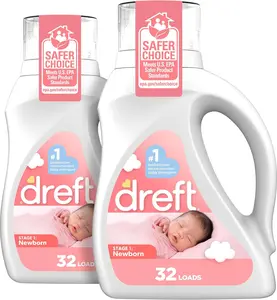 Dreft Newborn Baby Liquid Laundry Detergent, Gentle on Sensitive Skin, HE Compatible, 2 Pack, 32 Loads Each, Baby Laundry Detergent, Newborn Essentials