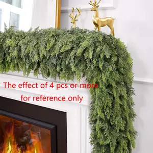 1 Pcs 6 FT Deluxe Christmas Cedar Garland Artificial Realistic Upgrade Encrypted Green Faux Soft and Thickness Cedar Garland for Home Indoor Xmas Holiday Mantle Fireplace Party Decoration, Festive Decor