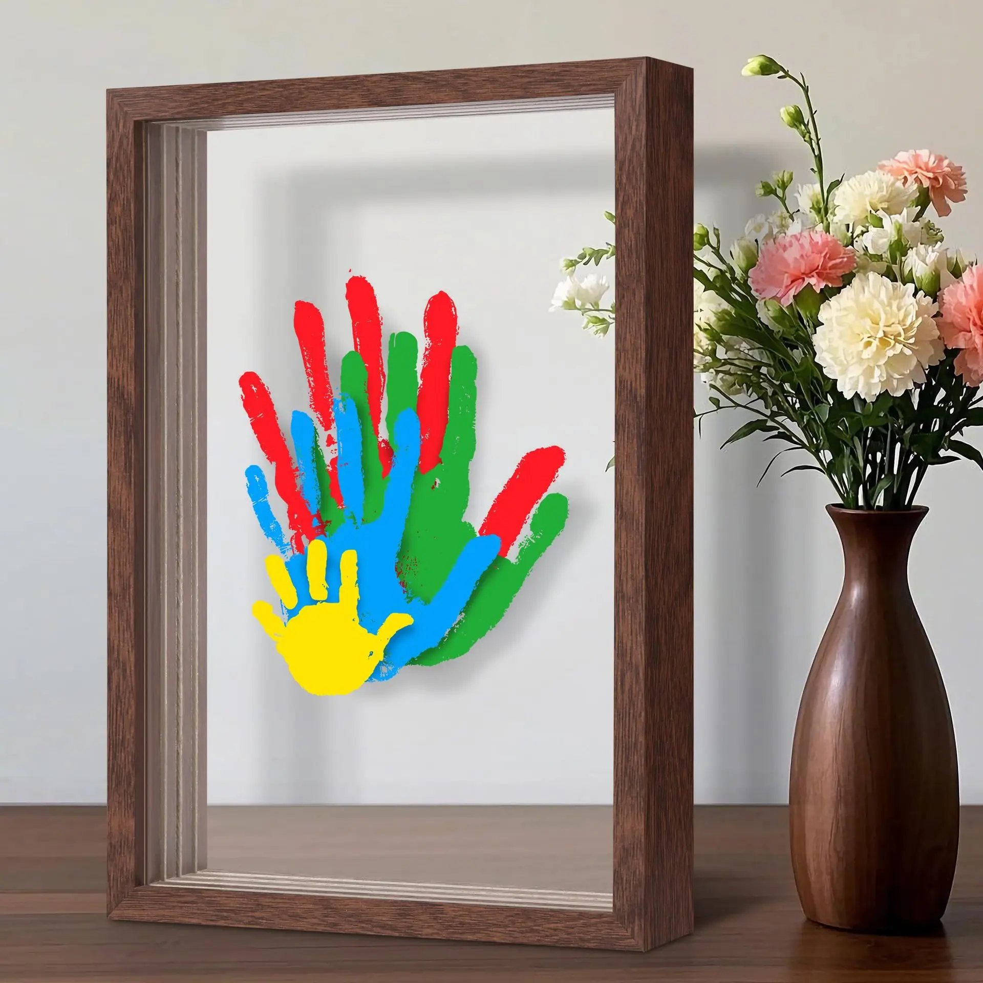 Personalized Family Handprint Art Kit - 3D Layered Acrylic Memory Keepsake Frame | Perfect Mother's Day, Father's Day & Baby Shower Gift