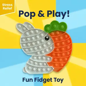 Large 2-in-1 Easter Bunny Carrot Splicing Pop It Fidget Toy, Silicone Push Bubble Sensory Stress Relief Puzzle, Easter Basket Stuffer Gift for Teens Adults 14+ lover diy