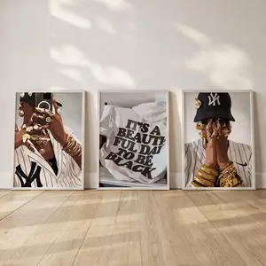 Set of 3 Urban Black Girl Wall Art, Feminine Wall Print, Girl Room Décor