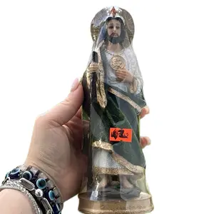 Small Saint St. Jude Figure Statue Imagen San Judas Tadeo Estatua New Money God Decor Religious Ornaments Resin Crafted High-Quality Artwork for Spiritual Comfort and Home Decor