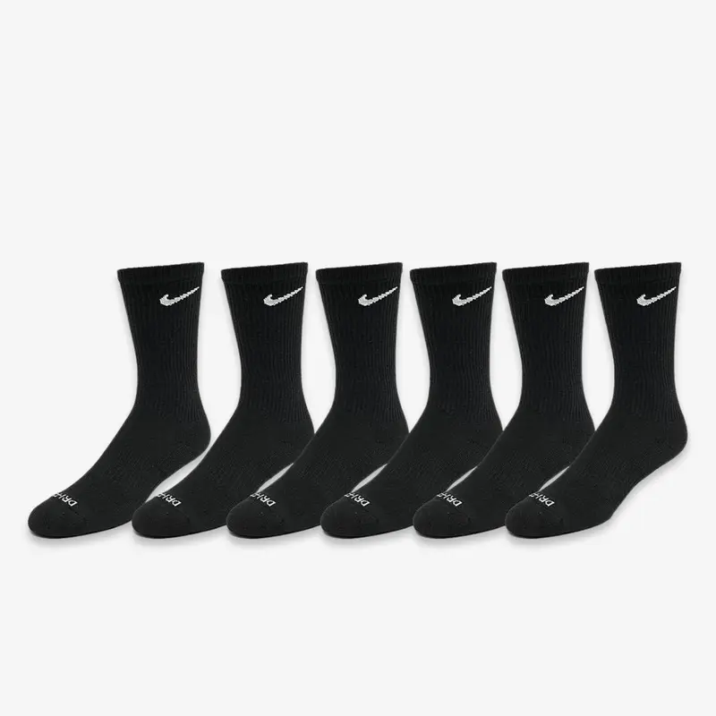 Nike Dri-FIT Everyday Plus Cushioned High Training Crew Socks (6 Pack) Black