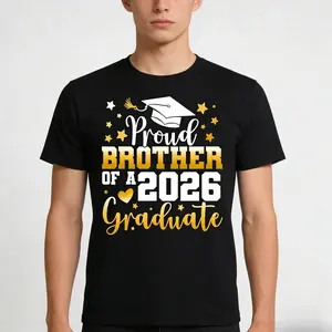 Unisex 2026 Graduation Tee, Golden Font & Diploma Design, Comfortable Crew Neck, All-Season Wear, Ideal Graduation Gift