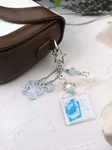 Unique Music Theme Couple Keychain, Keychain Accessories, Fresh Style, Blue Color Options, Multiple Charms Bell Star Note, Keychain for Purse, Perfect for Couples and Friends