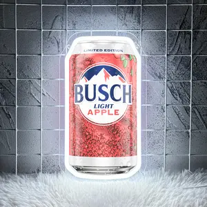 Busch Apple Beer Led Neon Sign  for Wall Decor, Neon Lights for Bedroom Led Signs Suitable for Man Cave Bar Pub Restaurant Christmas Birthday Party Gift Led Art Wall