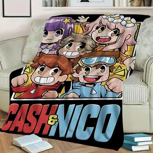 Cash & Nico Blanket - Ultra-Soft Flannel Anime Throw for Fans. YouTuber Characters Bedspread. Cozy Gamer Room Decor. High-Definition Print All-Season Fleece. 50x60 Bedding Accessory