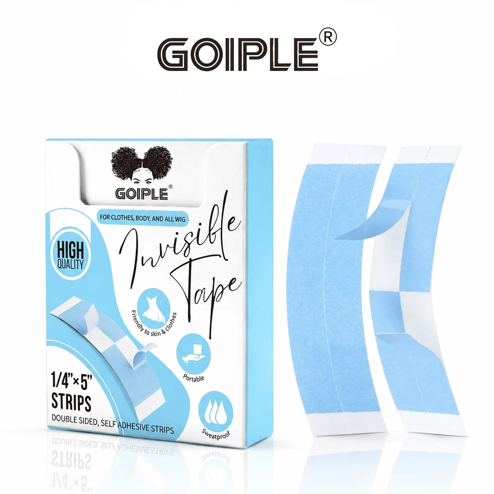 Goiple Double-Sided Waterproof Wig Tape, Strong Hold Adhesive Strips for Lace Front Wigs, Clothing & Body