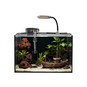 Craftsboys 2.8 GAL Nano Fish Tank with Filter LED Light Aquascape Starter Aquarium Set 30x18x20cm 10L Super Clear Glass Beginner Friendly Complete Kit outdoorfun