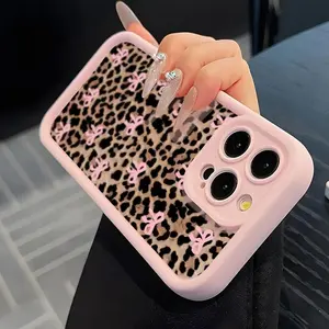 2026 New Fashion Leopard Print Bow Pattern Phone Case Soft TPU Protective Case Shockproof Full Protection for iPhone Casing