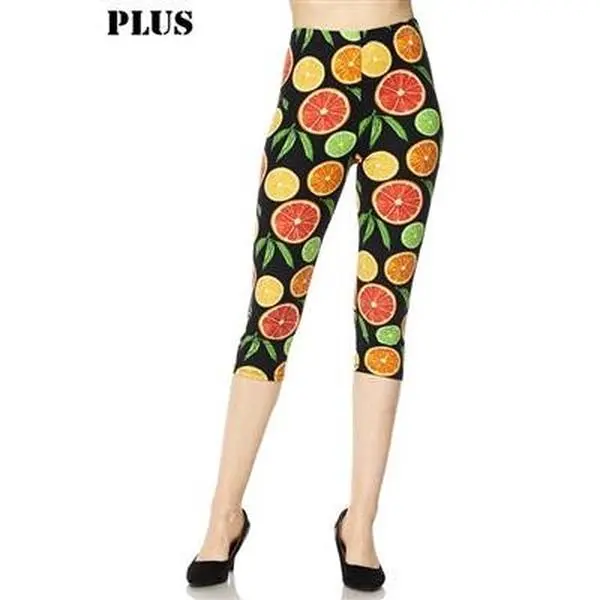 Capri leggings - oranges and lemons