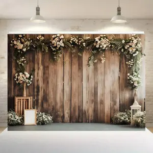 Wooden Flower Pattern Wedding Banner, 1 Count Romantic Wedding Party Decoration, Party Decorations Banners, Birthday Background, Photo Backdrops, Indoor Backdrops, Anniversary, Home Decoration, Wall Decoration, Ornaments, Wedding Arched Backdrop