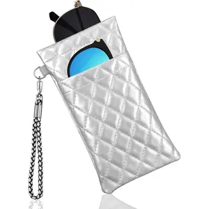 Double Eyeglass Case Glasses Case Soft with Carrying Strap Leather Eyeglasses Pouch Sunglasses Case For Women Men