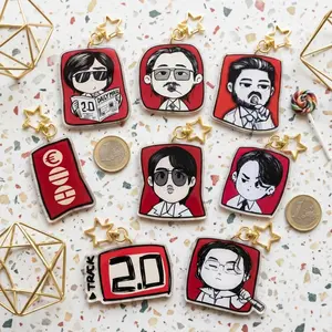 BTS Arirang Acrylic Keychain, Bangtan Boys Chibi Bag Charm, Cute ARMY Gift with Gold Star Clasp, Jungkook, Jimin, V, RM, Jin, Suga, Jhope