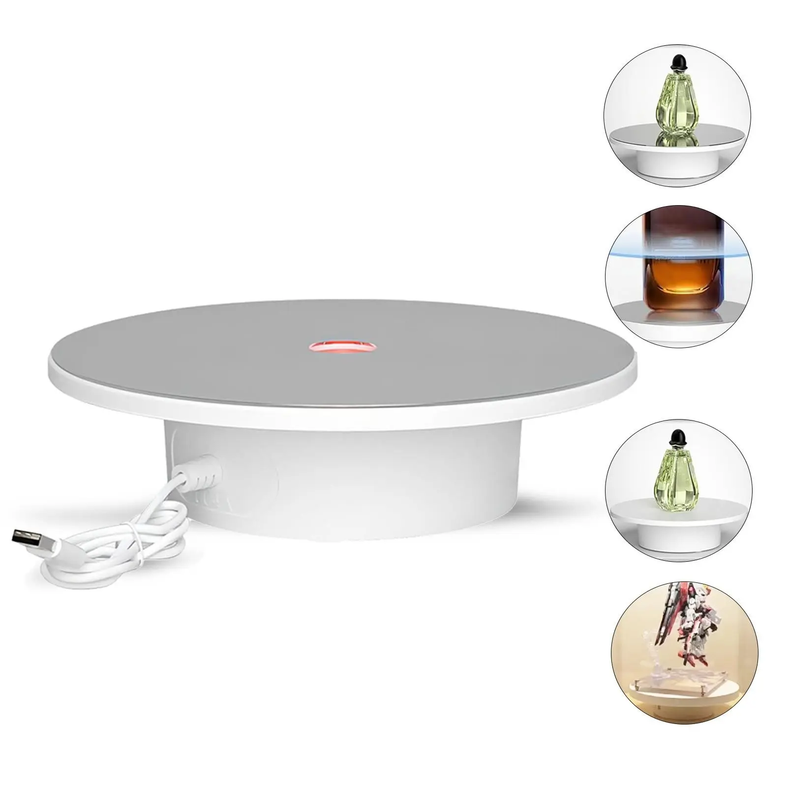 Mini Electric Rotating Display Stand, 360° USB Powered Rotation Table with RGB Lights, 15cm Diameter, Ideal for Jewelry, Lipstick, Watches, Reflective Rgb Light Panel Turntable, Cologne Perfume Stand