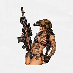 Patriotic Tactical Girl Vinyl Sticker – 250 Years of American Freedom 1776–2026, Americana Pin-Up Decal, USA Heritage Art