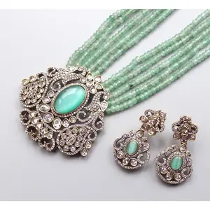 Mint Long Kundan Necklace