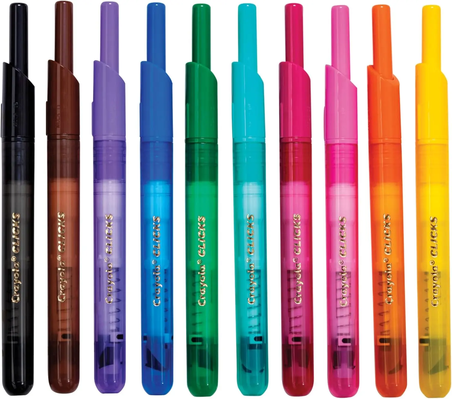 Crayola Clicks Series Erasable Colored Pens - 10 Count Assorted Colors, Washable Cone Tip Office Stationery Writing Tools, Travel-Friendly Kids’ Art Supplies, Ideal for Gifting, Easter Basket, Valentine's Day