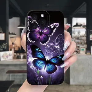 This purple butterfly-patterned, drop-proof, non-slip TPU full-coverage camera phone case is compatible with iPhone 17, 16, 15, 14, 13, 12, 11, XS, X, and other Samsung models. It makes a great gift for friends or family.