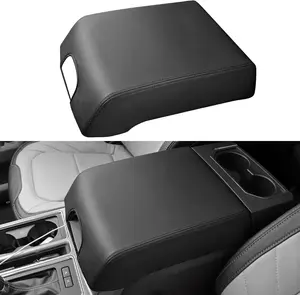 Center Console Cover for Ford F150 Accessories 2015-2020 2016 2017 2018 2019  Middle Lid Seat Armrest Cover Protector Elbow Cushion Pad (Black Stitches, 2015-2020)
