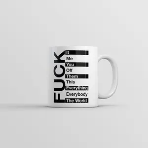 F*ck List Mug Funny Sarcastic Graphic Novelty Coffee Cup-11oz Funny Coffee Mugs Ceramic Printed Drinkware Cup